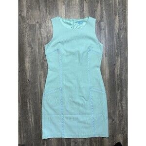 J MCLAUGHLIN Blue Sleeveless Dress Size 6 Textured Detail Shift Casual Preppy